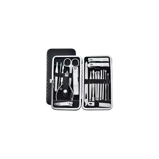 [BA1936] Set de manicuría profesional de 22 piezas (10 limas, lima metálica, alicate, tijera, cortacutículas tipo pinza, repujador/limpiador, cepillo de uñas, buffer, 4 palillos) BA1936