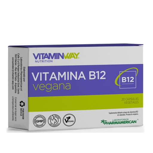 [AQ164] VITAMINA B12 VEGANA X 20 cápsulas AQ164